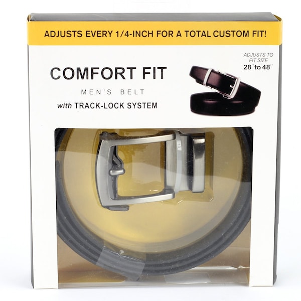 Leather Impressions Comfort Fit Track Belt Adjustable for Custom Waistline 28 to 48 Inch - Black BL188BK - main